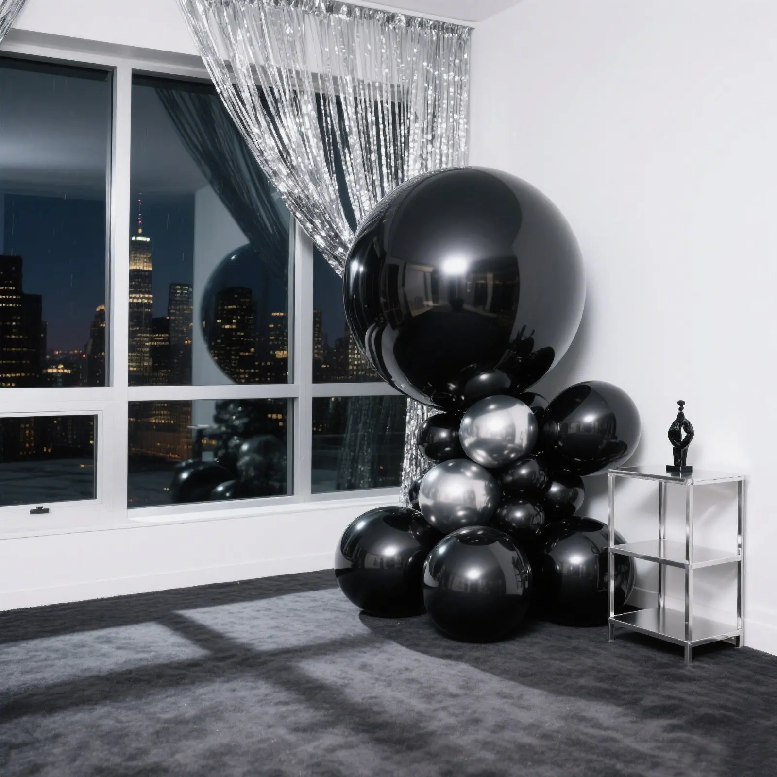 4-Pack Reusable Metallic Black Sphere Orbz Mylar Blow Up Balloons, 39 in Helium/Air-Filled Party Decorations for Wedding, Graduation Party Decor, Festive Supplies, Balloon Decor