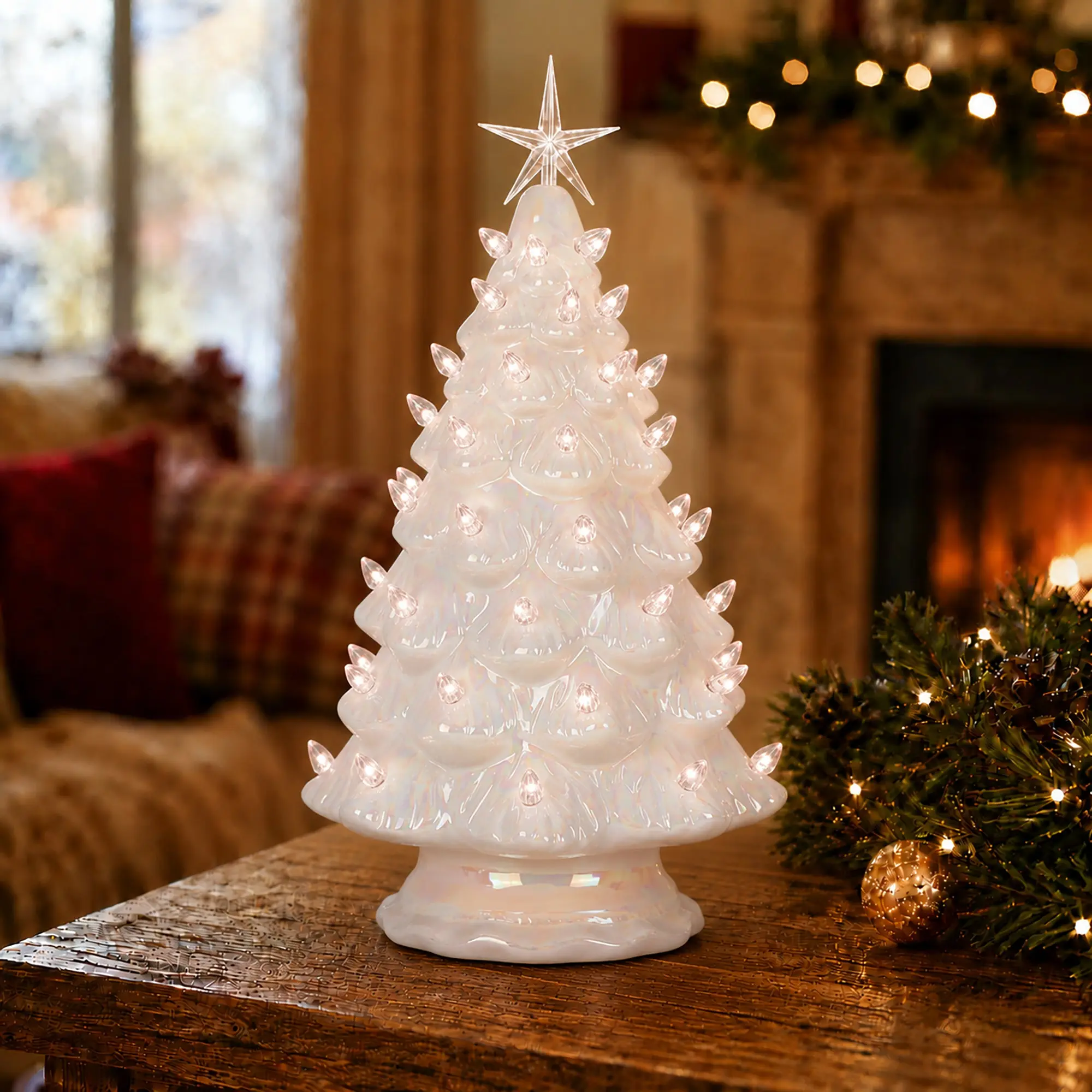 Pearl White Ceramic Christmas Tree - Large