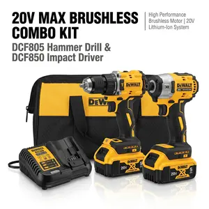 DeWALT 20V Max Brushless Power DCF805 ,And DCF850 Driver, Compact Cordless Impact Drill Set, diy use, ideal tool