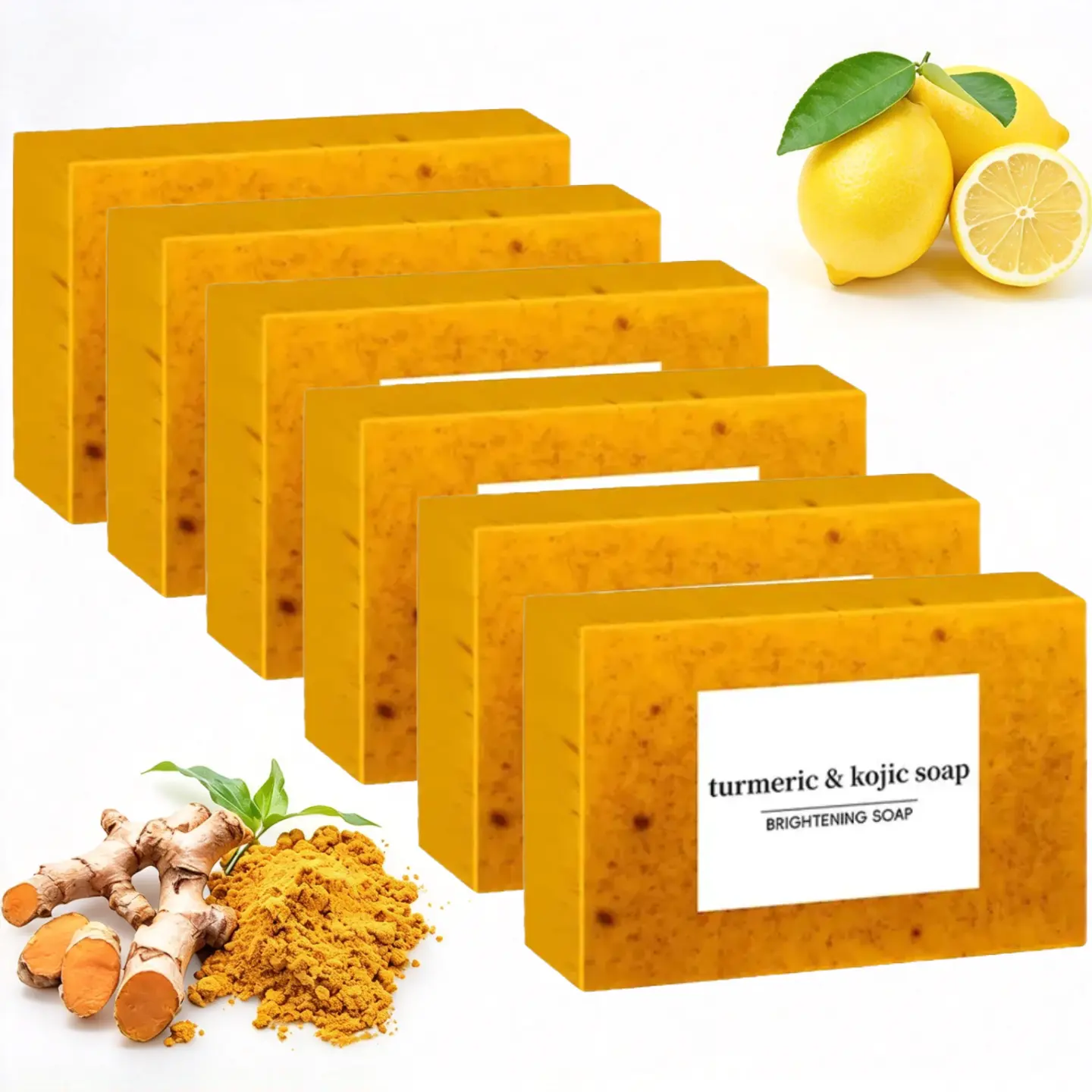 Gentle Acne Control Bath Bar, Lemon Turmeric Kojic Acid & Retinol Soap with Shea, Cleansing Cruelty-Free Daily Skincare Soap Set with Saver Bag - Christmas Gift for Adults