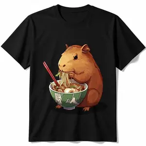 Cute Kawaii Capybara Eating Japanese Ramen Noodles Anime T-Shirt