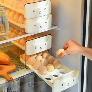 Double layer drawer type egg storage, capable of stacking 36 PET egg storage sets: stackable, double-layer design for maximum capacity, transparent plastic egg tray suitable for your refrigerator! Suitable for kitchen use, egg storage tray
