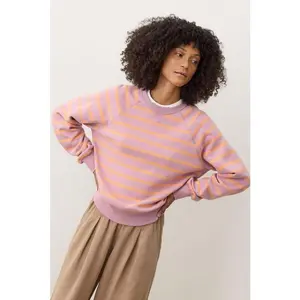 Cloud 9 Fleece Reversible Crewneck- Lilas/Orange Stripe