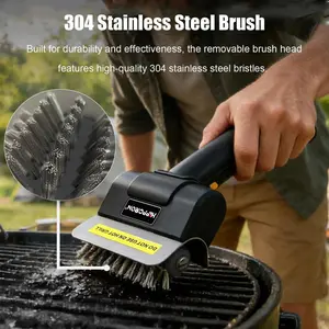 Rechargeable Electric Grill Brush 700 RPM – 304 Stainless Steel, 150 Min Runtime, Ergonomic Non-Slip Handle – Cleans BBQ Grates, Griddles & Smokers in Seconds