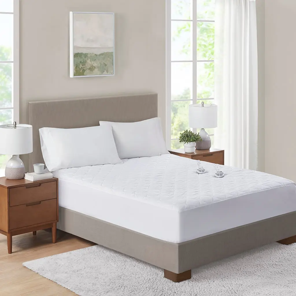 Serta ST55-0267 Soft Heated Microfiber Pad - Twin XL White Plain Topper & Mattress Protector, 39"w x 80"l x 0.8"h, 5.7 lbs, ETL Certified, 2 Dual Temp Zones, 1-12hr Automatic Shutoff, 11ft Controller Cord, Fits Mattresses Up to 18" High