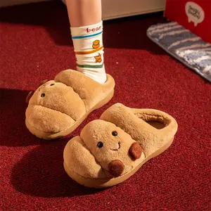 Woman Man Funny Croissant Slippers Cute Cartoon Pastry Design Fluffy Thick Plush Cozy Warm Slip On Shoes Soft Non Slip Sole Indoor Outdoor Winter Home Footwear Comfy Bedroom House Shoes Unique Holiday Gift