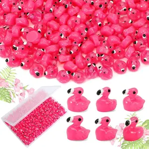 200 Pcs Mini Resin Flamingo Ducks, Pink Tiny Flamingo Figurine Resin Animals Set Toy Bulk for DIY Crafts Topper Cake Party Gifts Garden Lawn Dollhouse Micro Landscape Aquarium Fairy Home Decor
