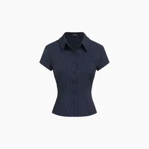 Cider Collar Stripe Short Sleeve Shirt