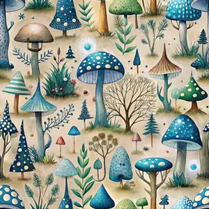Mushroom Fairyland Pattern 11 Quilting Cotton Fabric