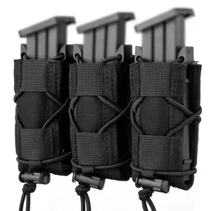 Triple Pistol Magazine Pouch, Universal Molle Tactical Handgun Magazine Holster Carrier Compatible with 9mm/.40/.45/.380 Calibers/Glock/Springfield 1911