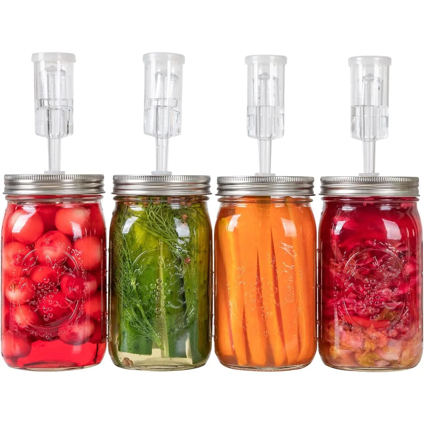 Fermentation Kit, Stainless Steel Fermenting Lids for Wide Mouth Mason Jars (NO Jars)