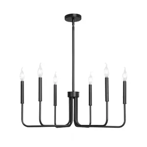 VEVOR 6-Light Chandelier, Black Farmhouse Chandelier, Adjustable Height, Dining Room Hanging Light Fixture for Ceilings, Modern Chandelier for Bedroom, Foyer, Hall, Kitchen, Living Room and Entryway