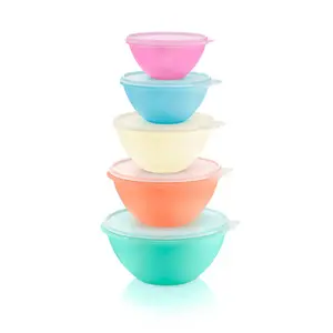 Tupperware Classic Wonderlier Bowl 5-piece Set or 4pc Set option- Airtight Lids Tableware Fruit Serving Pink Collection 2-10.5 Cups Natural Base Seals