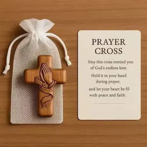 Creative Personalized Prayer Cross Wooden Praying Crucifix, Faithful Embrace Design, Handcrafted Wood Art Decor, Wooden Cross Decorations, Handheld Wooden Cross, Ideal Gift for Religious Believers