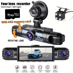 4 Channel 1080P Dash Cam Front Rear Left Right Views 360 Degree Coverage Loop Recording Wide Angle Parking Monitor G Sensor 64GB Card 3 Inch IPS Screen Easy Install Car Safety Accident Evidence Vehicle Recorder#DashCam#FYP#CarTok#TechTok tikt