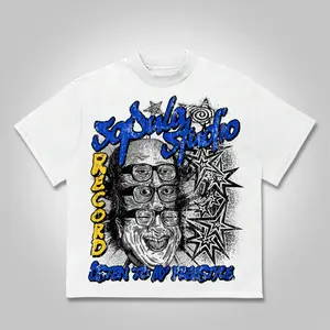 Studio Fun Portrait Graphic Print Cotton T-Shirt Breathable Hoodie Top Womenswear Oversize Tshirts