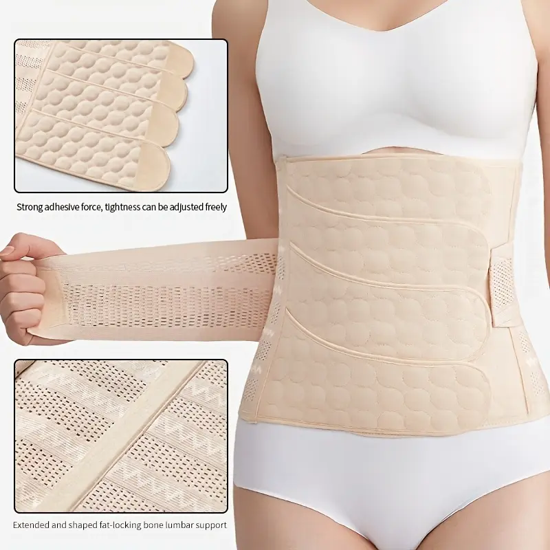 Basic Polyester Abdominal Binder for Postpartum Recovery, Soft Adjustable Wrap with C-Section & Lumbar Support, C-Section Support, Hook-Loop Close, Lumbar Care