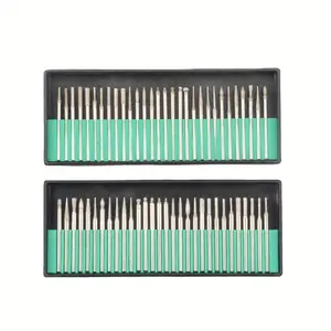 30pcs Diamond Burr Bits Drill Kit For Rotary Tool Metal Woodworking Router Grinding Engraving Carving, 2.35mm Shank Drill Bits Set