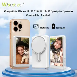 WISECOCO Phone Vlog Selfie Monitor with Magnetic Mount for MagSafe Rear Camera, Wireless Connection Compatible with iPhone & Android, content creator tools retractable stick, ring light, gimbal stabilizer, iconic selfie mirror