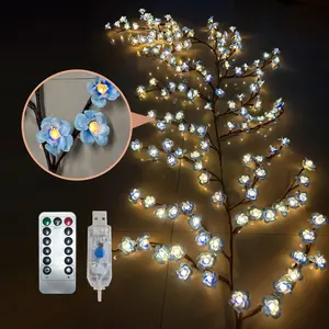 USB Powered LED Cherry Blossom Branch Light (1 Count), 96-LED Flexible DIY Decoration Vine Light Suitable for Home, Outdoor, Garden, Lawn Decoration
