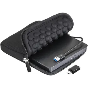 P-CWA05    External CD DVD Drive for Laptop with Carrying Case, True USB 3.0 Type-C DVD Player CD Disc Reader Writer Burner Portable for Windows 11/10 Computer Mac MacBook Linux PC, ECD918-SU3