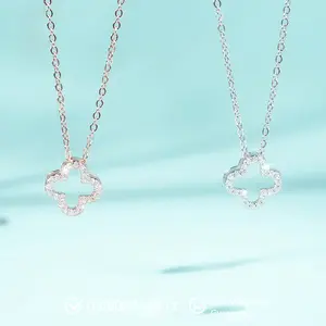 Flower Oxalis Moissanite Necklace S925 0.016 CT - Round Cut - Lore Jewelry