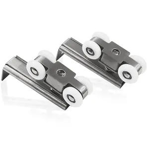 2 Piece Stainless Steel Sliding Door Roller Kit, Ball Bearing Wheels, Silent Smooth Operation, Compatible with Small Doors, Residential & Commercial Use