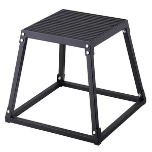 【Summervibes】VEVOR Plyometric Jump Box, 18 Inch Plyo Box, Steel Plyometric Platform and Jumping Agility Box, Anti-Slip Fitness Exercise Step Up Box for Home Gym Training, Conditioning Strength Training, Black