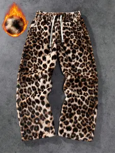 Men's Leopard Print Elastic Waist Pants, Loose Casual Comfy Breathable Trousers for Outdoor Daily Wear, Men's Bottoms for All Seasons