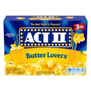 Crispy Crunchy Butter Flavor Halal Microwave Popcorn Snack, 2.75 oz, 3-Count Bags, Suitable for Adults