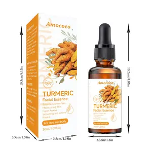 Amococo Turmeric Facial Essence - 30ml Lightweight Nourishing Serum with Vitamin C, Aloe Vera, Shea - Brightening, Hydrating, Boosts Radiance & Elasticity, Non-Sticky, Suitable for All Skin Types