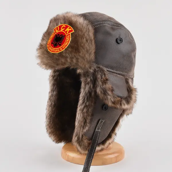 “BOURBON” UÇK Albanian Embroidered Leather Ushanka