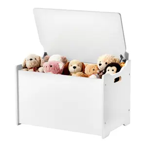 VEVOR Kids Storage Bench, Wooden Toy Box Chest with Backrest, Large Storage Cabinet with Safety Hinge, Toddlers Storage Bench for Playroom, Living Room or Entryway, 23.5 x 14.5 x 21.46 in, White