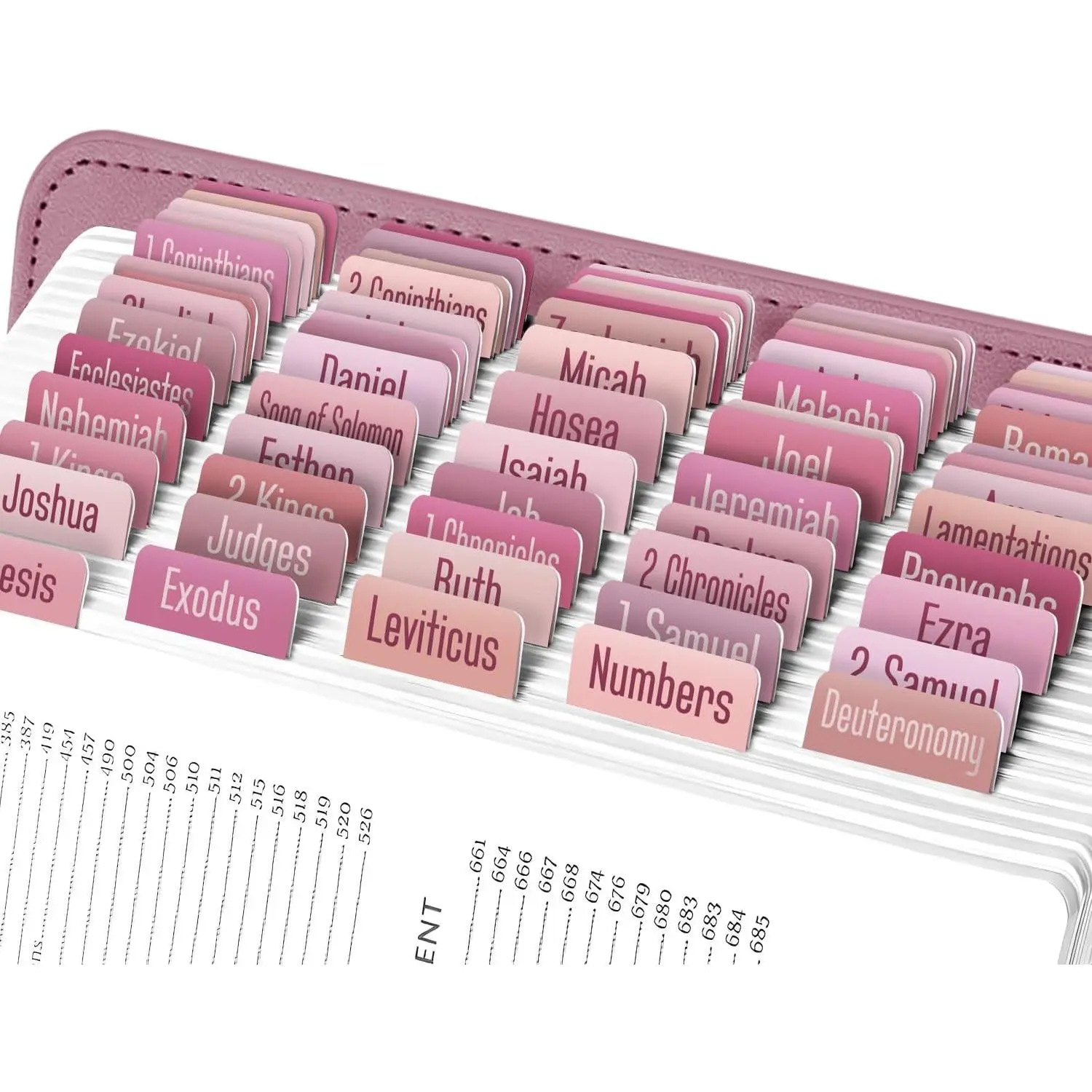 - Rosey Pinks  Tabs for Old and  Testament, 80 Large Print Tabs for  Study, Water-Resistant and Durable  Index Tabs for Women and Men - 1.7" Wide