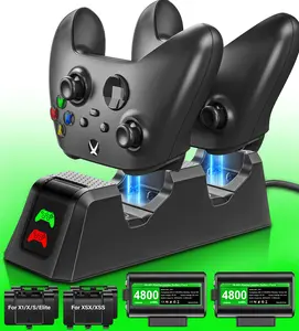 Dual Controller Charger for Xbox Series X|S/One/Elite with 2x4800mWh Rechargeable Battery Packs & Covers