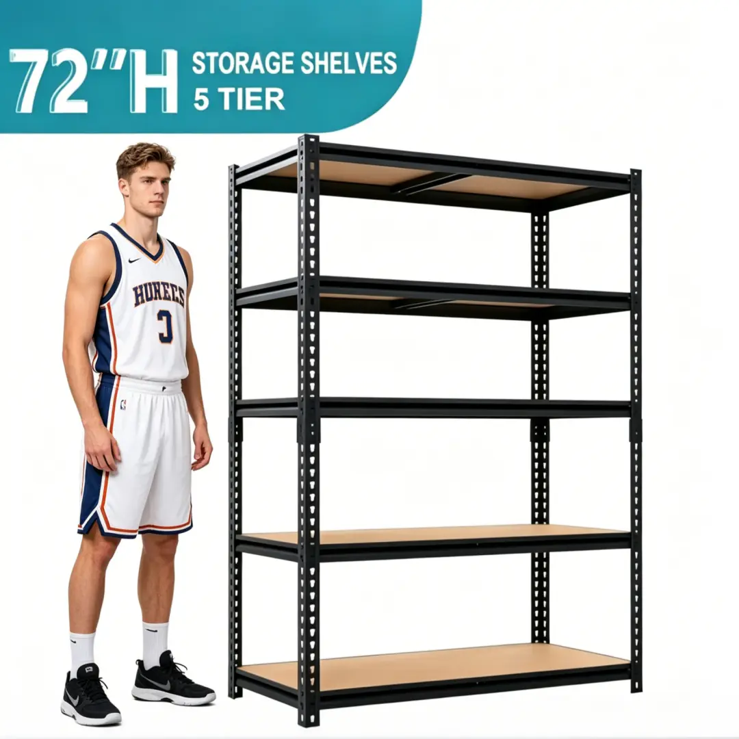 Zeukmxoo 5-Tier Adjustable Metal Storage Organiser Racks - Commercial/Office Furniture for Clothes, Books, Pantry Items, Foldable Garage Storage Solution