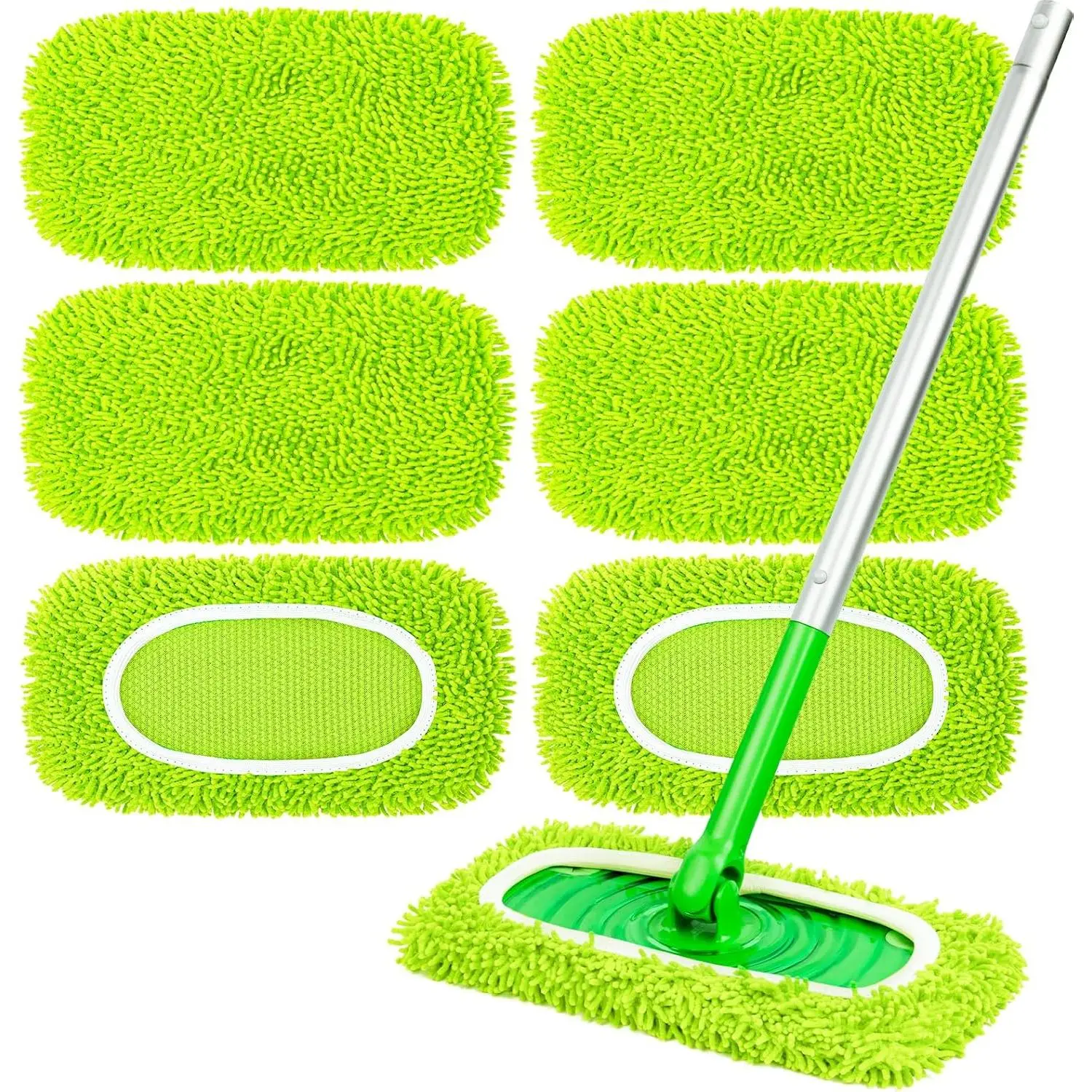 6-Pack  Mop Pads Fit  Sweeper, Microfiber Cleaning Mop Pads Refill for Dry Sweeping & Wet Mopping Replacement