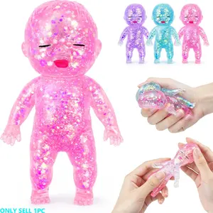 Curiosities Sugar Swaps Jumbo Baby Squishy, Stress Relief Fidget Toy, Soft Sensory Toy for Kids and Adults, Cute Elastic Collectible Glitter Babies Doll Squishies Stress Toy, Collectible Mochi Squishies