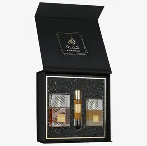 Lattafa Khamrah Unisex 3-Piece Fragrance Discovery Set - Luxurious Spicy Woody Scent, 100ml EDP Perfume Spray, 12ml Travel Spray, 50ml Fresh Hair Mist (Cinnamon, Nutmeg, Bergamot, Dates, Praline, Vanilla, Tonka Bean, Amberwood) Single Item