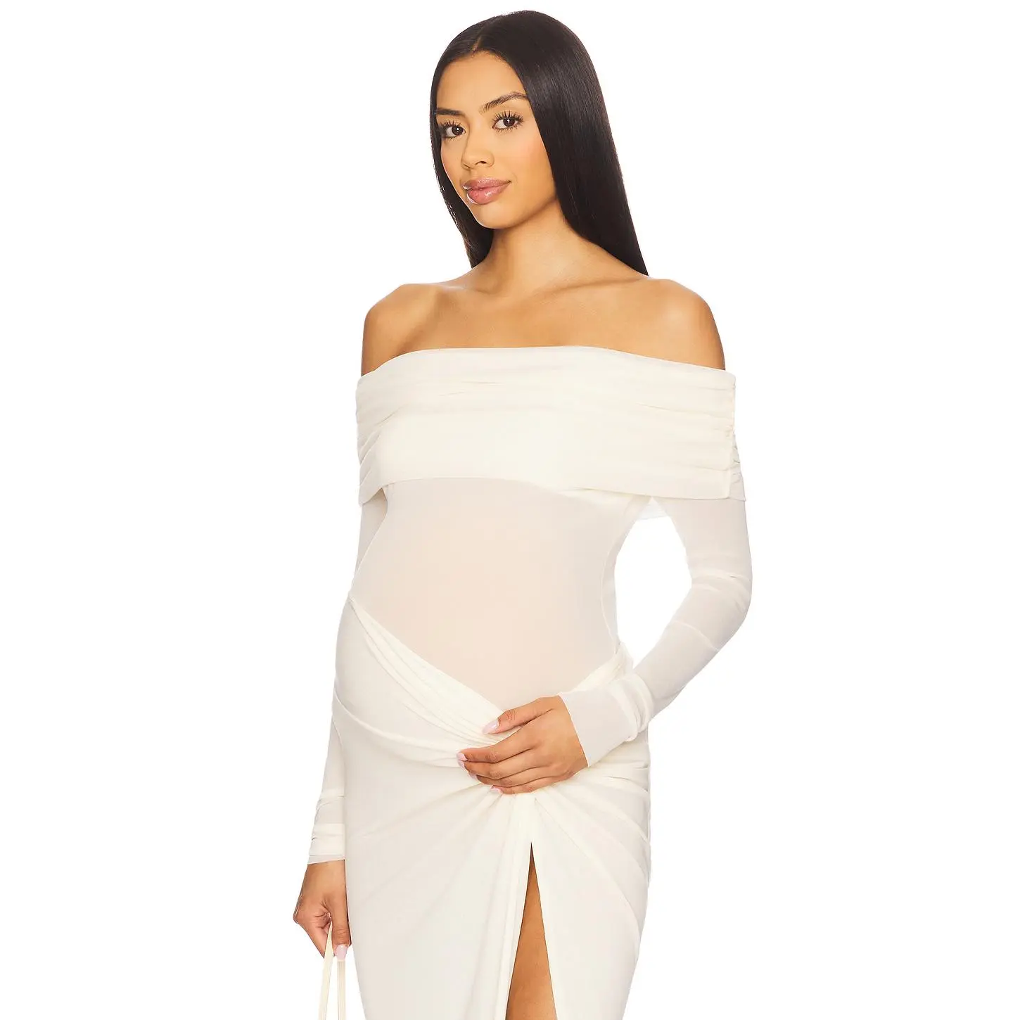 BUMPSUIT Off The Shoulder Mesh Top in Ivory