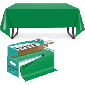 54 Inch x 300  Green Plastic Tablecloth Roll Disposable Table Cloth with  Box Plastic Table Cover for Party