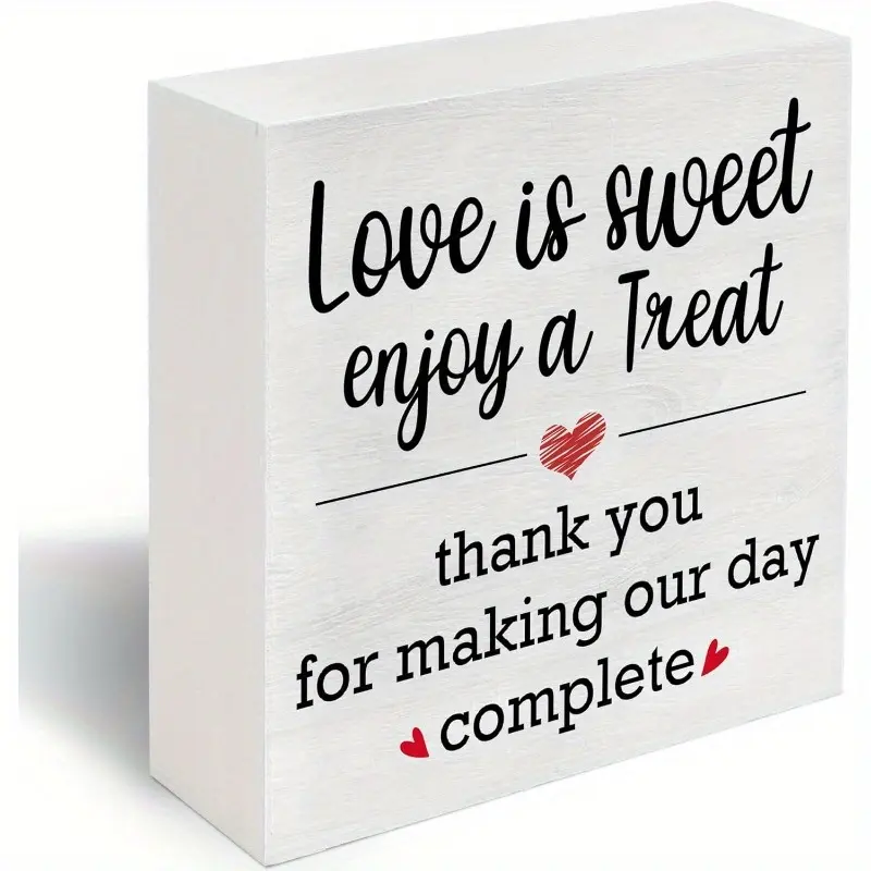 Love Is Sweet Enjoy A Treat Sign, Heart Plaque, Decorative Plaque, Wedding Signs For Reception, Romantic Sign For Wedding Party Dessert Table, Wedding Bridal Shower Valentine's Day Party Supplies, Wedding decor 5x5 inch