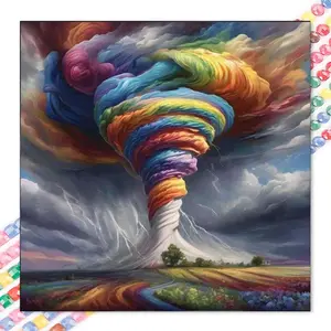 1 set of DIY diamond painting kit, 5D diamond art set, DIY decoration rainbow tornado mosaic, diamond art, DIY art home decoration, Diamond Art Tools, Handicraft