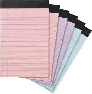 6-Pack Narrow Ruled 5x8-Inch Lined Writing Note Pads (50 Sheets Each, Multicolor) - Student Stationary, Writing Stationery for Office, School Use, Ideal Gift