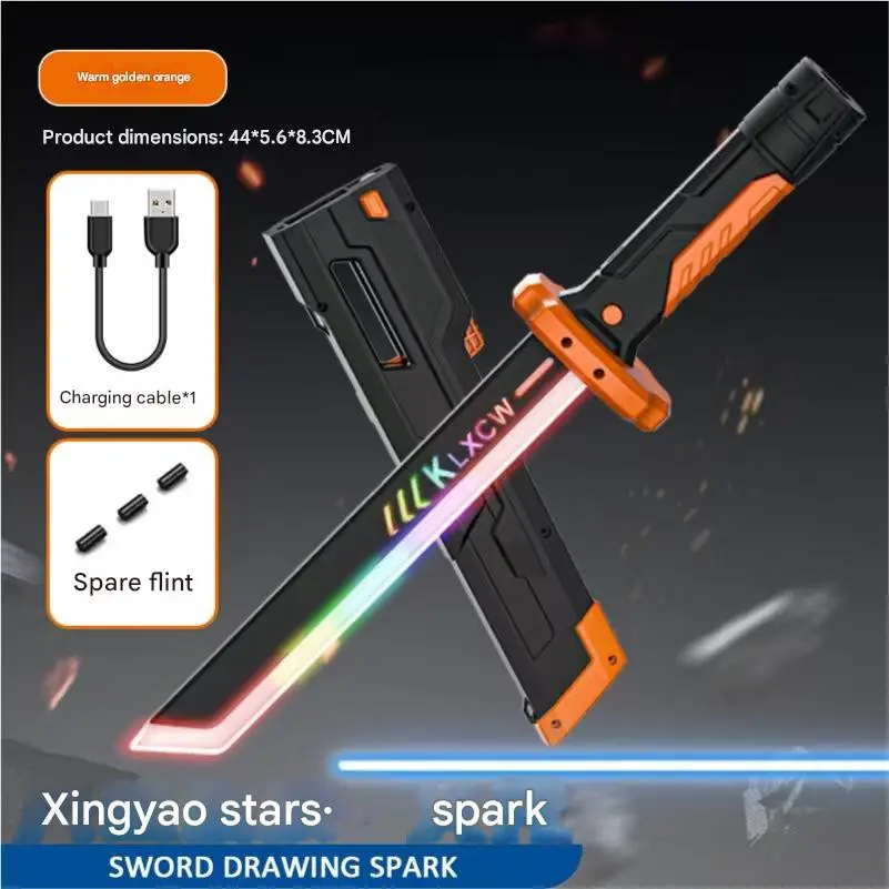 Warm Gold Orange Light-Up Katana - Ultimate Cyberpunk Roleplay Accessory Lightsaber Kids' Toy, Cool Gift for Multiple Recipients Including Kids, Teenage Boys, and Boyfriends, Teenage Boy Gifts, Boy Gifts