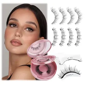 Magnetic Eyelashes Natural Look 2 Pairs Fluffy False Eyelashes Reusable Magnetic Lashes Kit with Applicator No Glue Needed Easy to Wear and Remove (MC+K8)