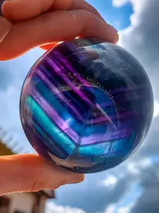 Natural Fluorite Ball 250g-400g, Healing Crystal for Energy Balance, Decorative Stone for Home & Office, High-Quality Mineral Gemstone