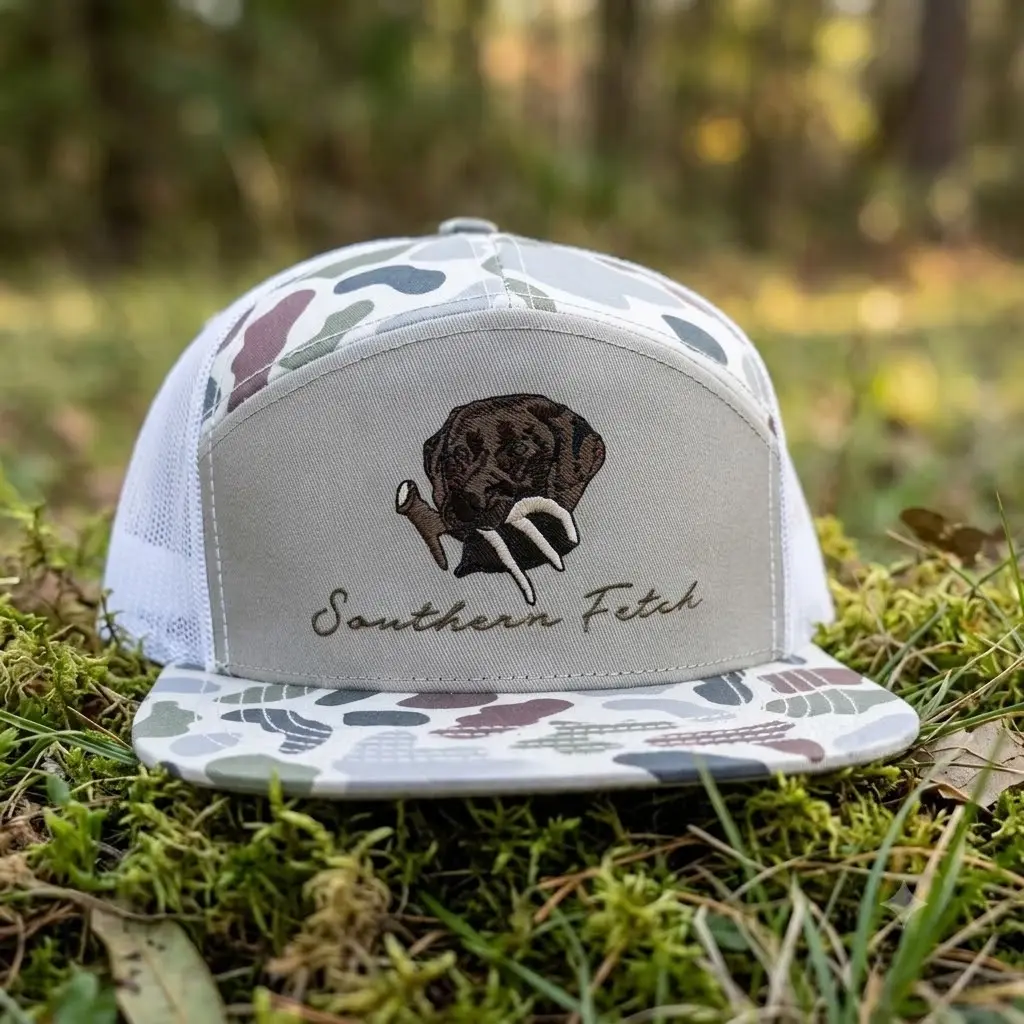 Antler Camo Trucker Hat _ Hunting Style Snapback Cap _ Embroidered Deer Antler Flat Bill Hat