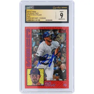 Kris Bryant Chicago Cubs Autographed 2019 Topps 84 Silver Pack Red #T84-8 #2/5 CGC Fanatics Witnessed Authenticated 9/10 Card - Fanatics Authentic Certified