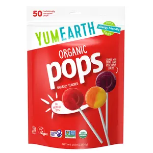 YumEarth Organic Pops, Assorted Flavors, 50 Individually Wrapped Pops, 10.9 oz (310 g)